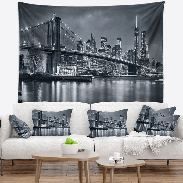 Designart 'Panorama New York City at Night' Cityscape Wall Tapestry ...