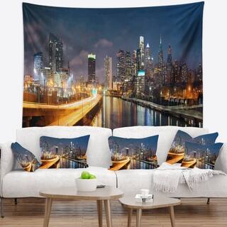 Canada Home Decor Our Best Goods Deals Online At Designart Philadelphia Skyline At Night Cityscape Wall Tapestry