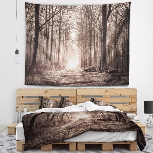 Designart 'Forest Trail in Sepia' Landscape Photography Wall Tapestry