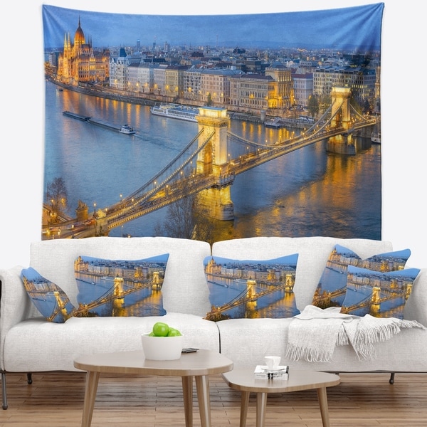 Designart 'Chain Building and Parliament in Budapest' Cityscape Wall Tapestry