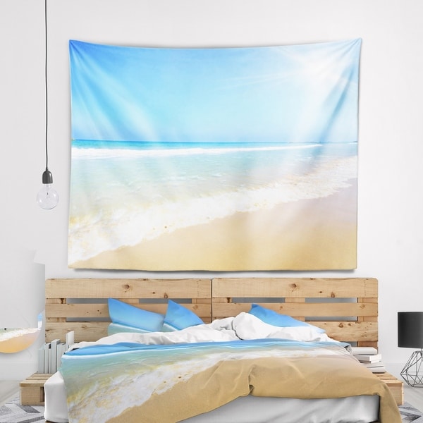 Designart 'Sun Over Tropical Beach' Seashore Photo Wall Tapestry