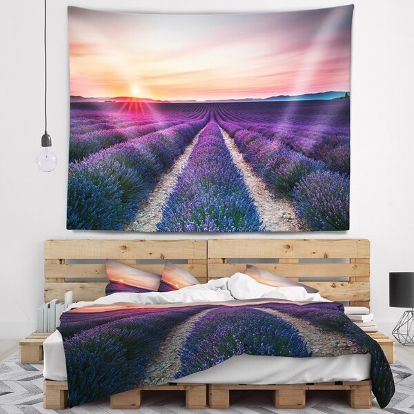 80 in Created On Lightweight Polyester Fabric x 68 in Designart TAP10346-80-68 Endless Rows of Lavender Flowers Modern Landscape Blanket D/écor Art for Home and Office Wall Tapestry x Large