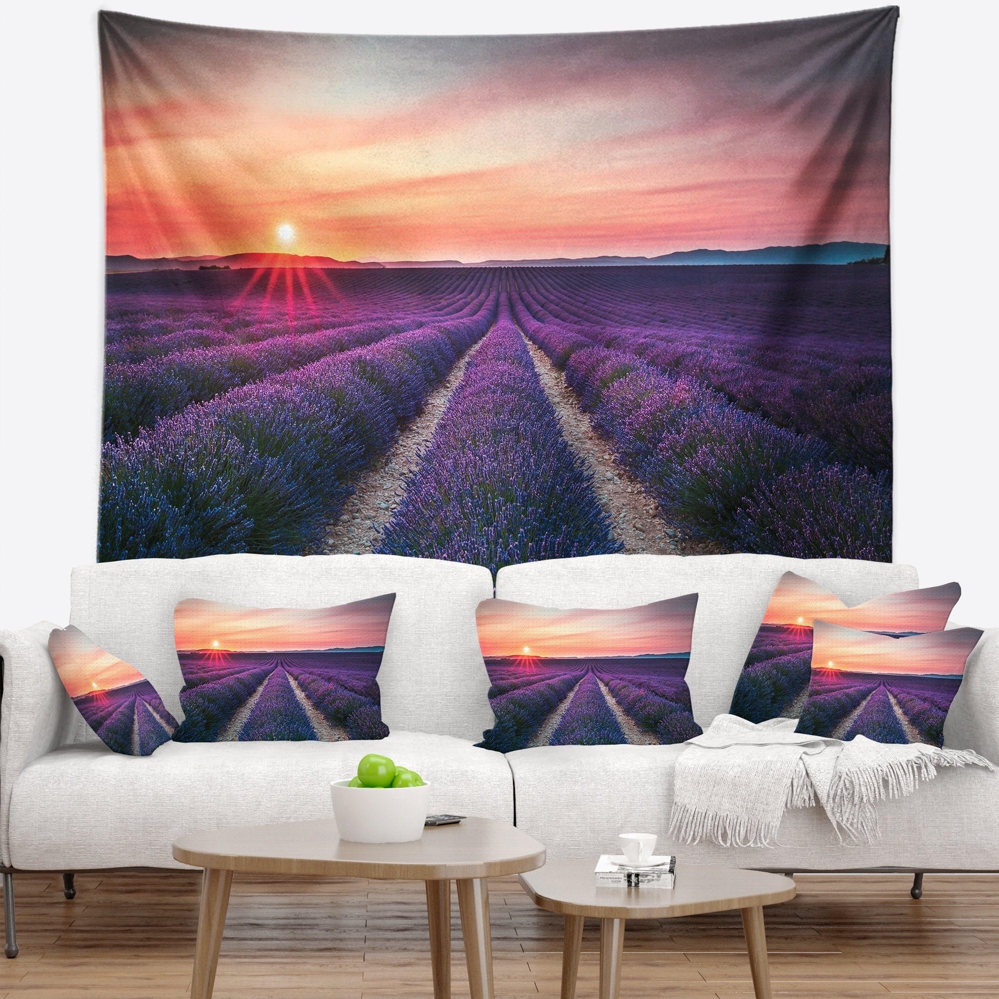 80 in Created On Lightweight Polyester Fabric x 68 in Designart TAP10346-80-68 Endless Rows of Lavender Flowers Modern Landscape Blanket D/écor Art for Home and Office Wall Tapestry x Large