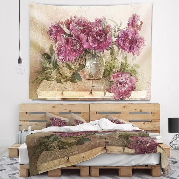 Designart 'Bouquet of Pink Peonies' Floral Wall Tapestry