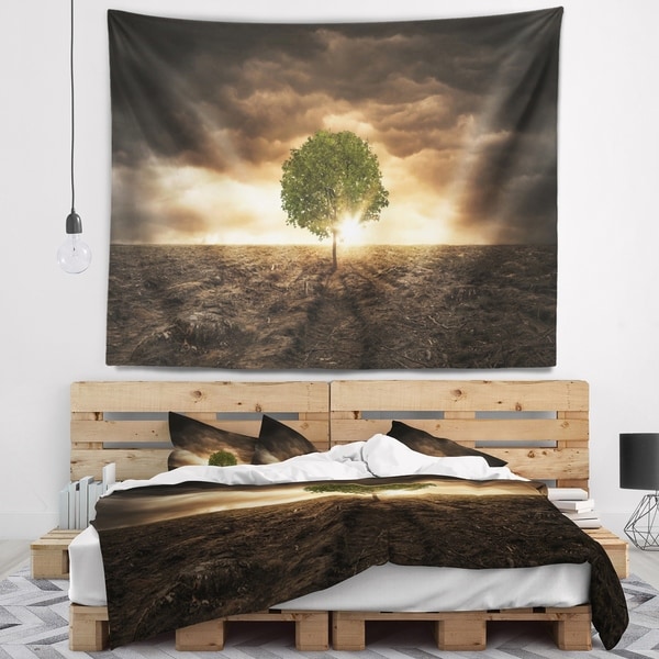 Designart 'Lonely Tree under Dramatic Sky' Landscape Wall Tapestry