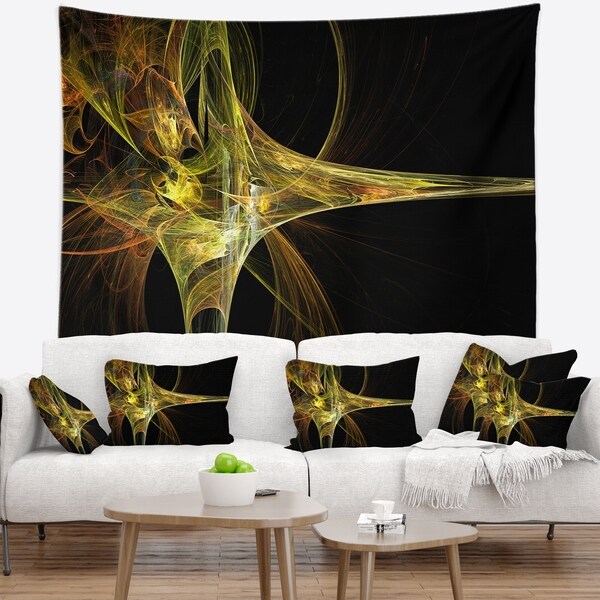 Designart 'Large Fractal Artwork Yellow' Abstract Wall Tapestry