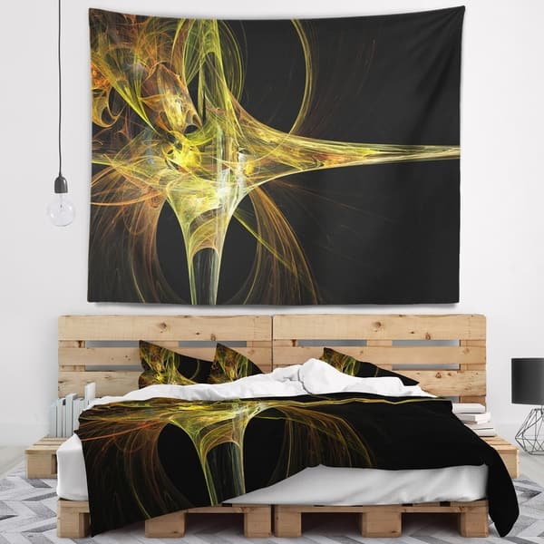 Designart TAP16459-60-50 Yellow and Green Fractal Flower Abstract Blanket D/écor Art for Home and Office Wall Tapestry Large 60 in x 50 in Created On Lightweight Polyester Fabric