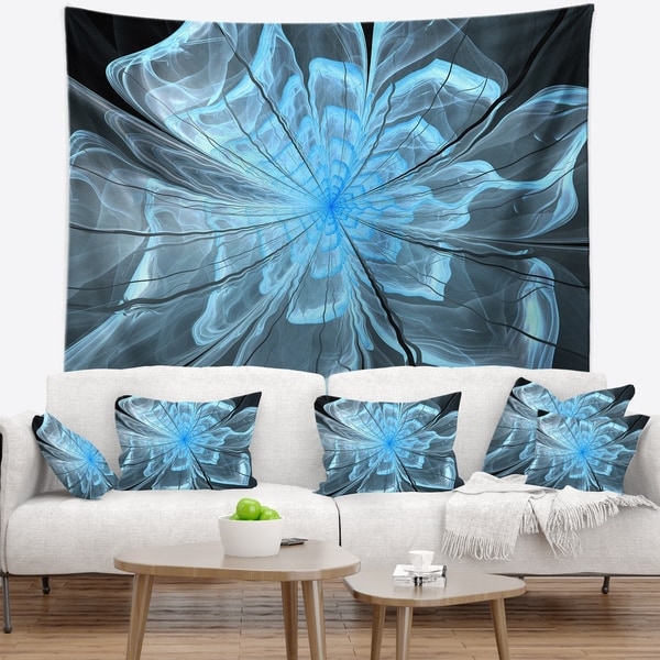 Light blue and online white tapestry