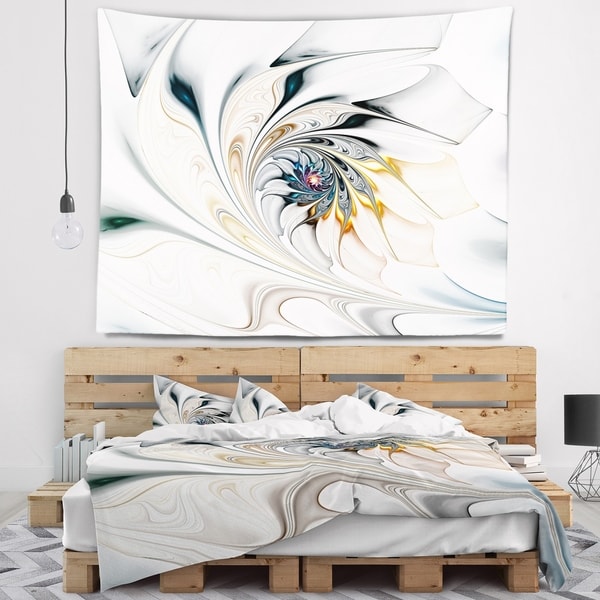 Designart 'White Stained Glass Floral Art' Floral Wall Tapestry - On ...