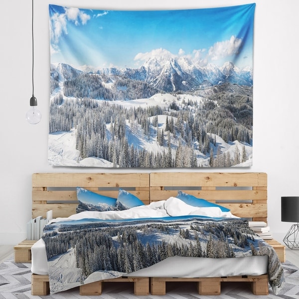 Designart 'Austrian Alps Winter Panorama' Landscape Wall Tapestry