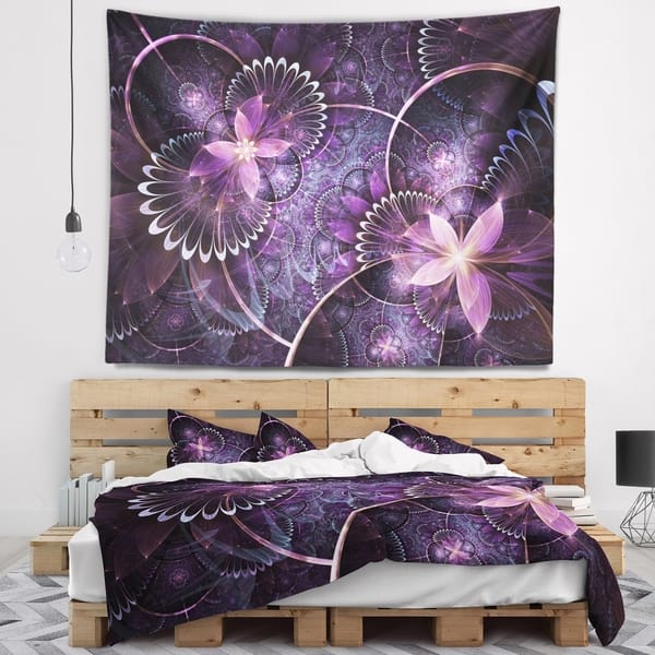 Designart Fractal Flower Soft Purple Digital Art Flower Wall Tapestry