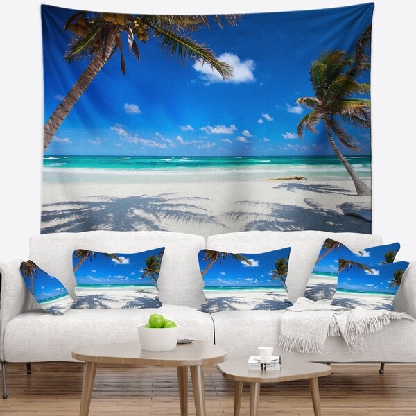 Designart 'Coconut Palms at Beach' Photo Landscape Wall Tapestry