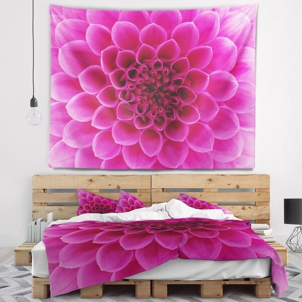 Designart 'Dark Pink Abstract Flower Petals' Floral Wall Tapestry