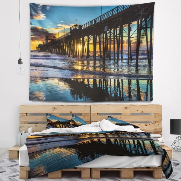 Designart 'Oceanside Pier at Evening' Landscape Photography Wall Tapestry