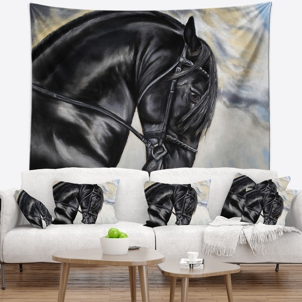 Designart 'Friesian Horse Painting' Animal Wall Tapestry