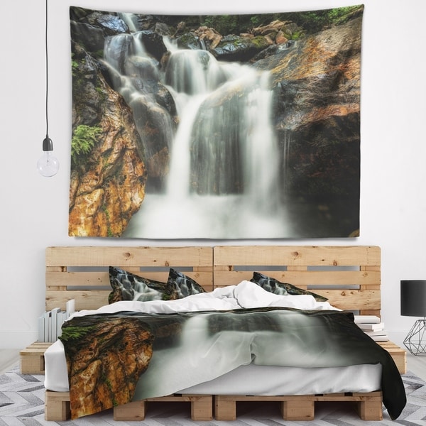 Designart 'Slow Motion Waterfall on Rocks' Landscape Wall Tapestry