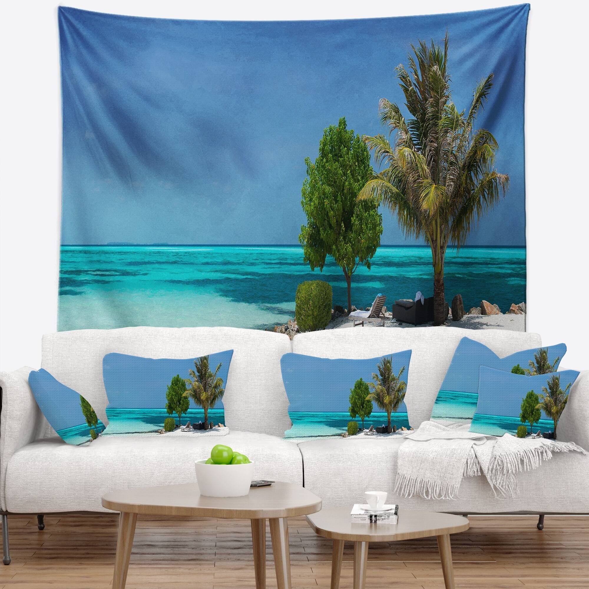 Designart 'beach With White Sand And Turquoise Water' Modern Seascape 