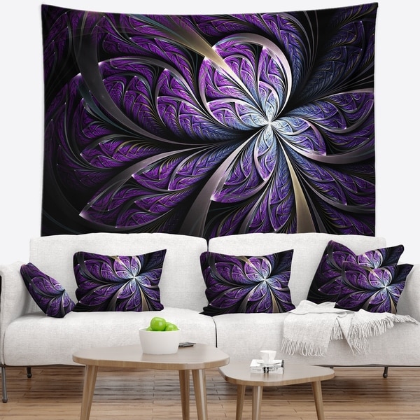 Designart 'Glittering Purple Fractal Flower' Floral Wall Tapestry