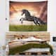 Designart 'Black Friesian Horse Gallop' Abstract Wall Tapestry - Bed ...