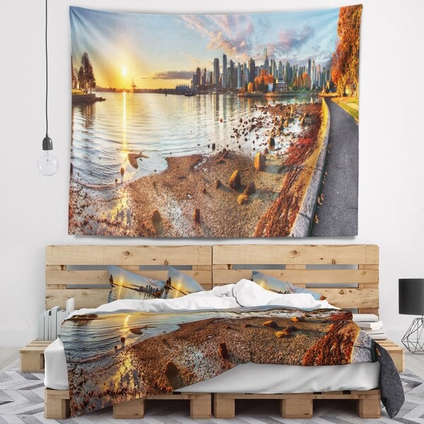 Designart 'Vancouver Downtown Panorama' Landscape Wall Tapestry