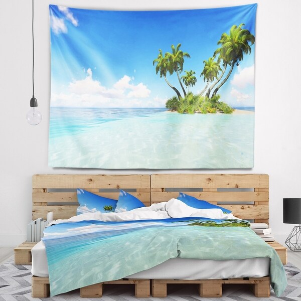 Designart 'Corals Island under Blue Sky' Seascape Wall Tapestry