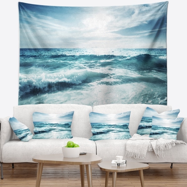 Designart 'Seychelles Beach at Sunset' Seascape Wall Tapestry