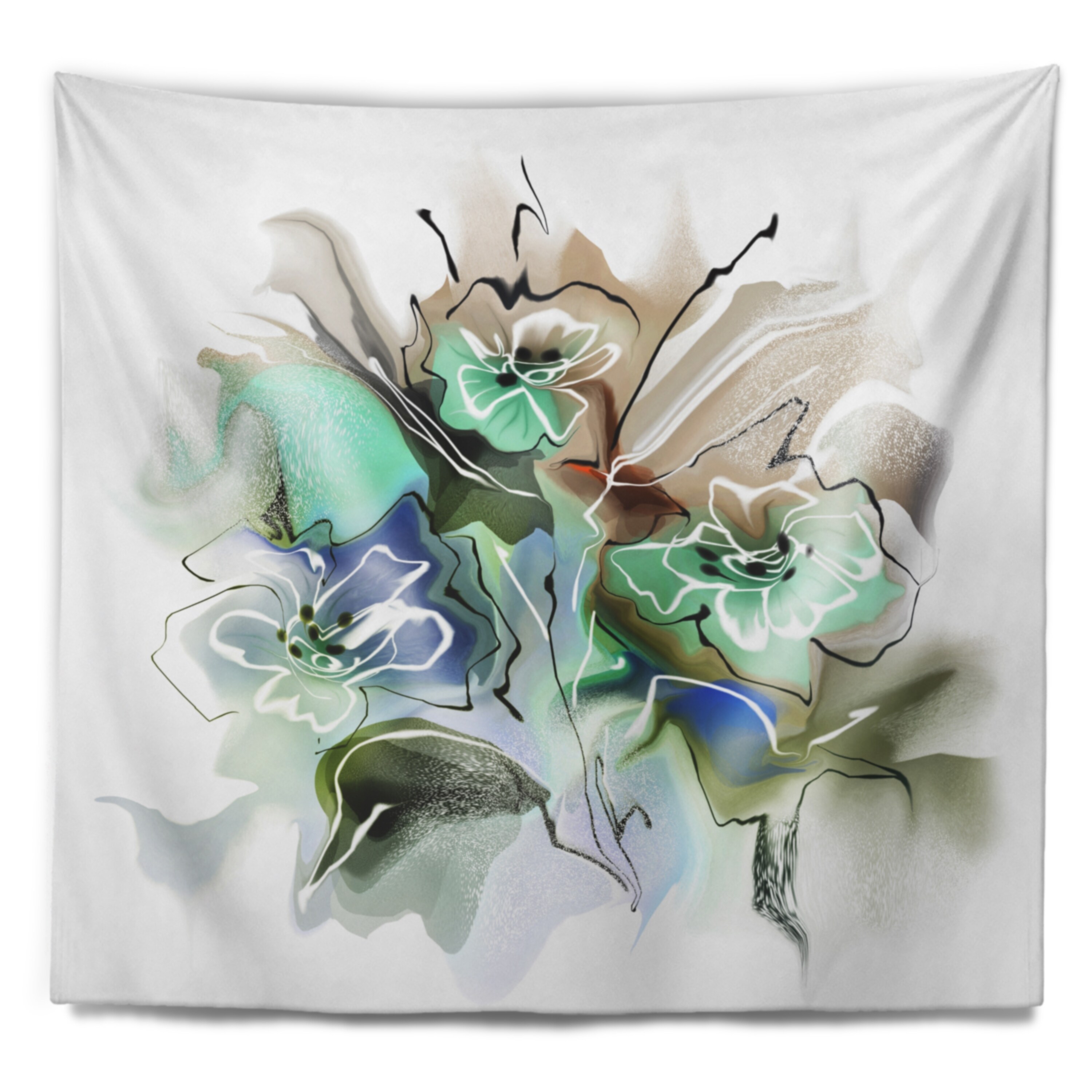 Designart 'Textured Floral Watercolor' Floral Wall Tapestry  Small-image