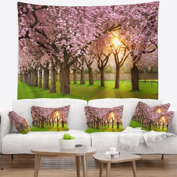Designart 'Fascinating Springtime Cherry Scenery' Landscape Wall Tapestry