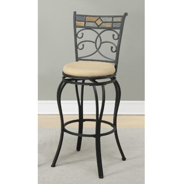 29 Inch Metal Swivel Barstool With Footrest Black Set Of 2