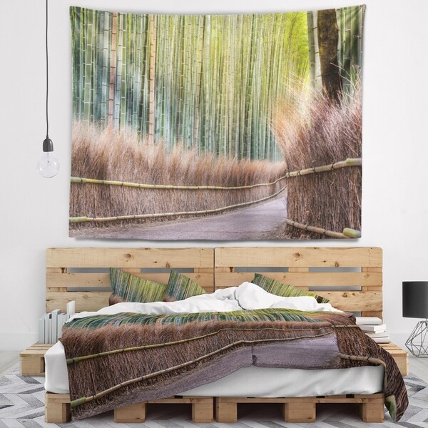 Designart 'Pathway Inside Bamboo Forest' Forest Wall Tapestry
