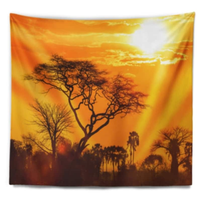 Designart 'Orange Glow of African Sunset' Landscape Wall Tapestry