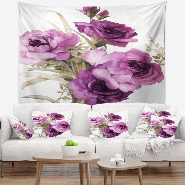 Designart 'Bunch of Purple Flowers' Floral Wall Tapestry
