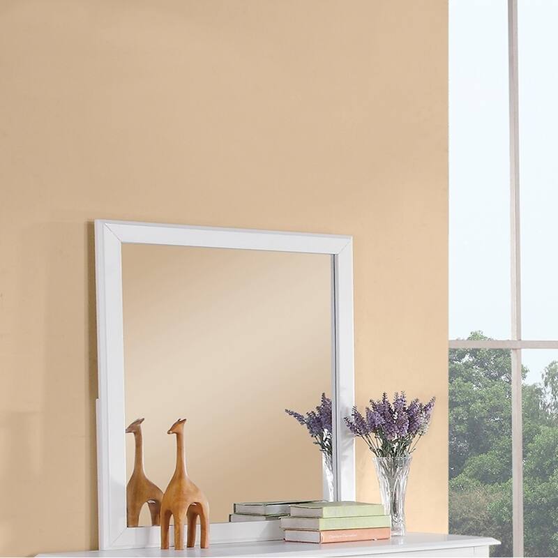 Mirror With Pine Wood Framing, White - clear