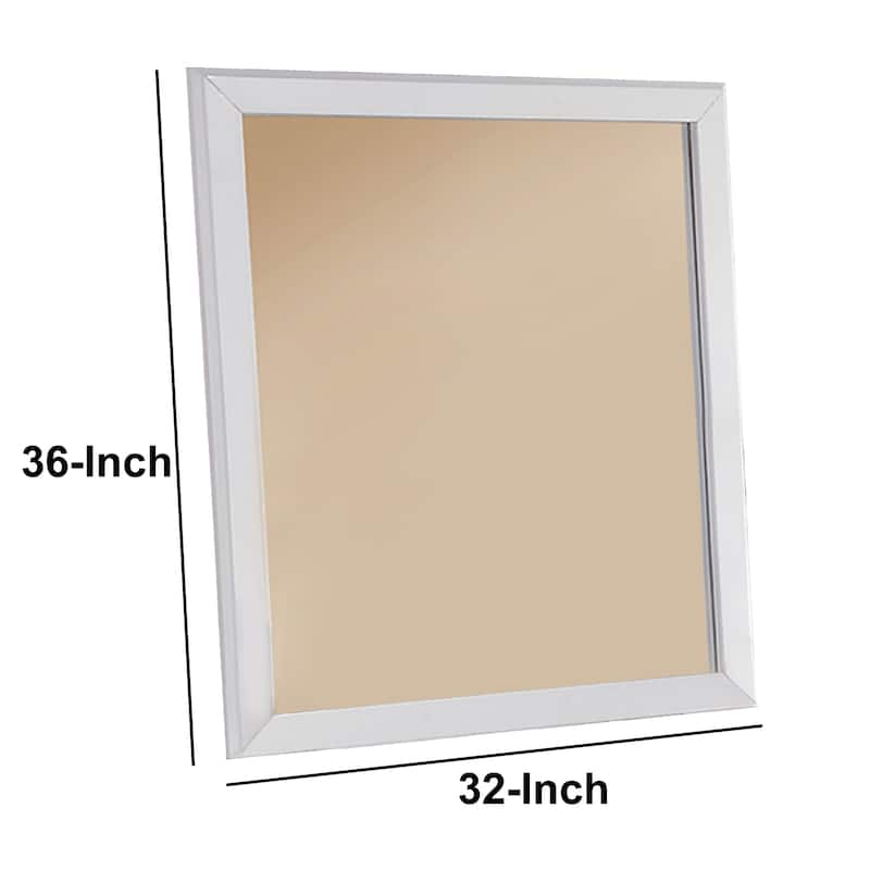 Mirror With Pine Wood Framing, White - clear