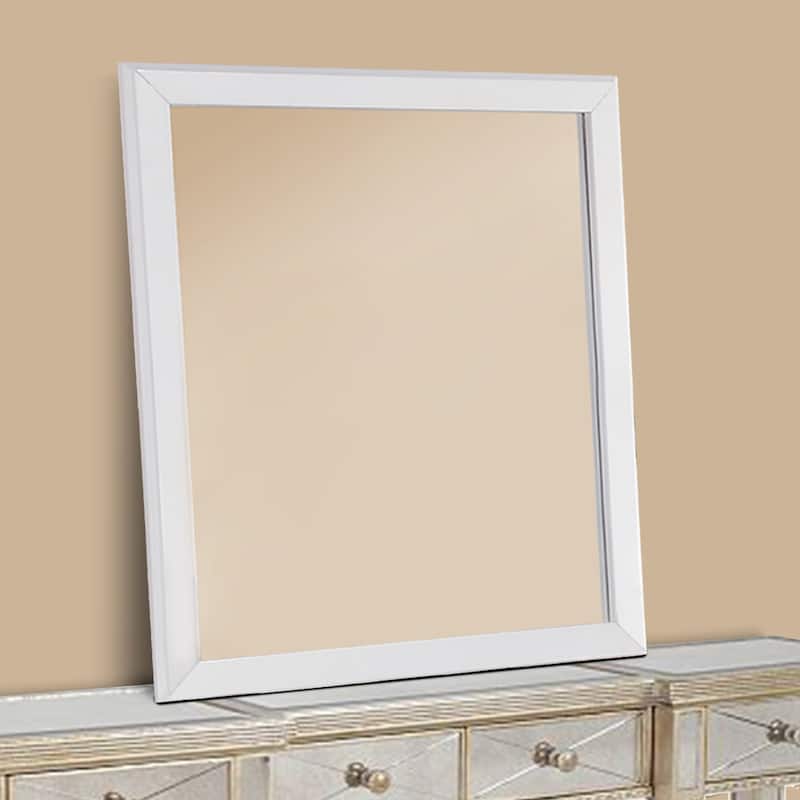 Mirror With Pine Wood Framing, White - clear