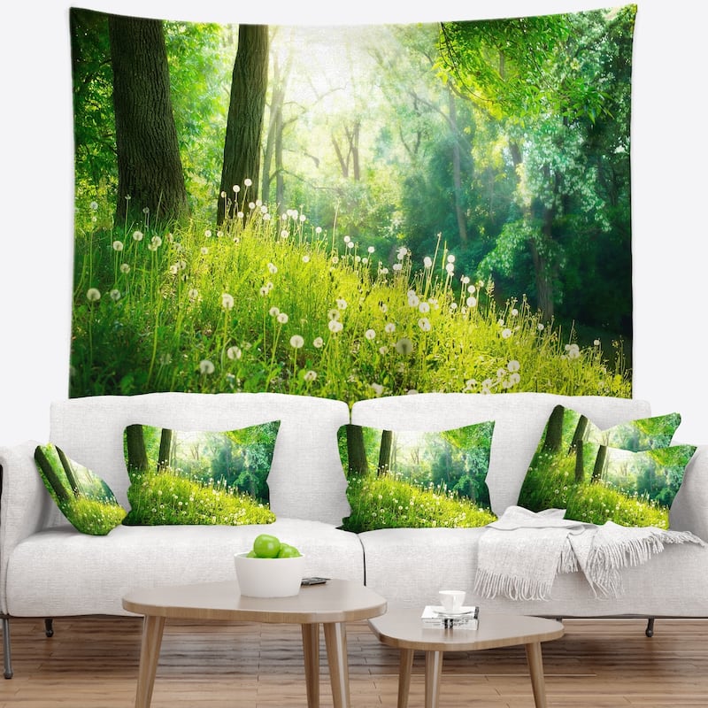 Designart 'Beautiful Green Grass and Trees' Landscape Wall Tapestry ...