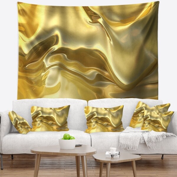 Designart 'Golden Cloth Texture' Abstract Wall Tapestry