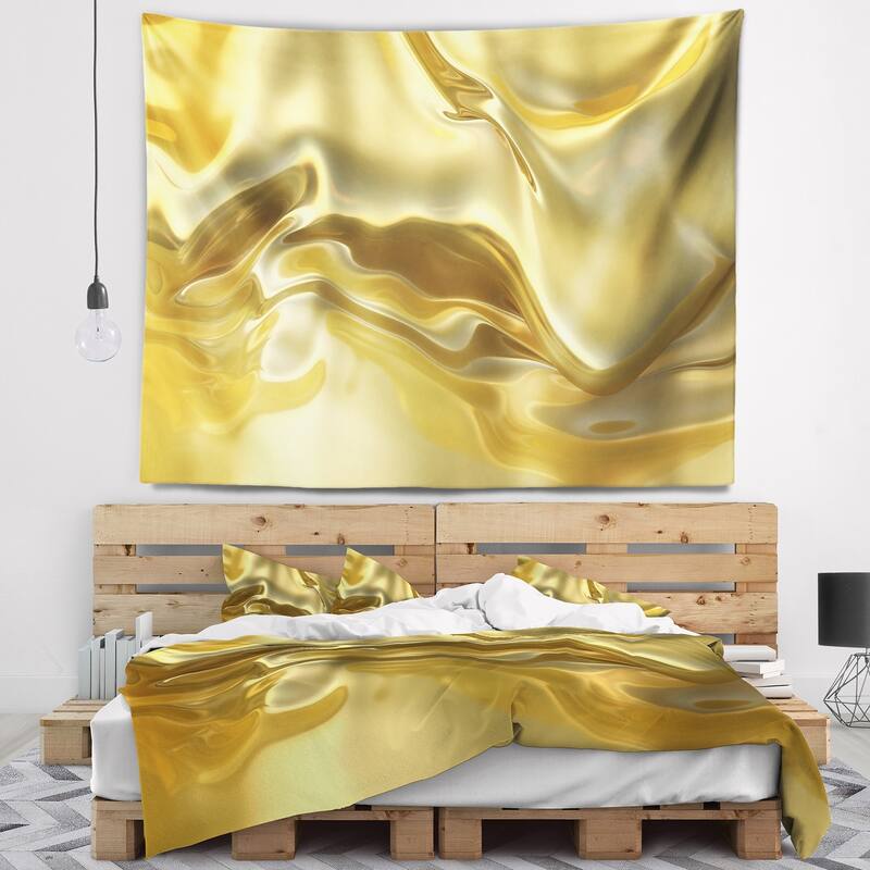 Designart 'Golden Cloth Texture' Abstract Wall Tapestry