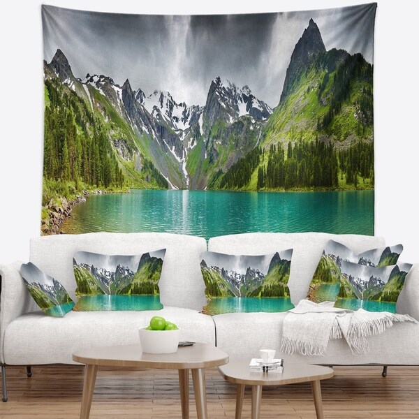 Designart 'Mountain Lake Panorama' Photography Wall Tapestry