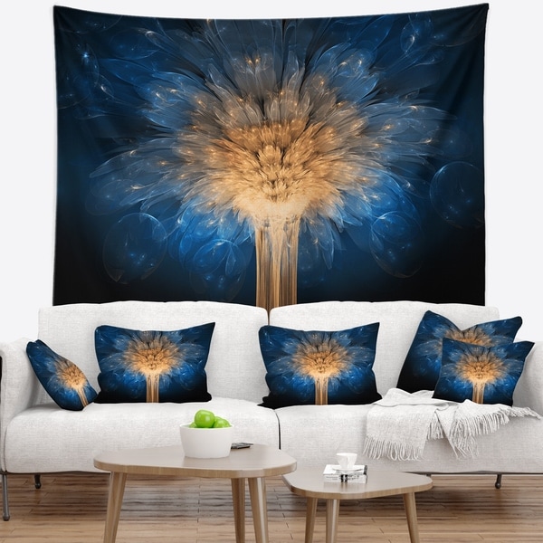 Designart 'Fractal 3D Blue Dragon Flower' Contemporary Wall Tapestry
