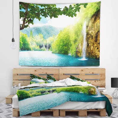 Designart 'Waterfall in Deep Forest' Landscape Photography Wall Tapestry