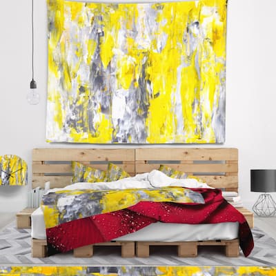 Designart 'Grey and Yellow Abstract Pattern' Abstract Wall Tapestry