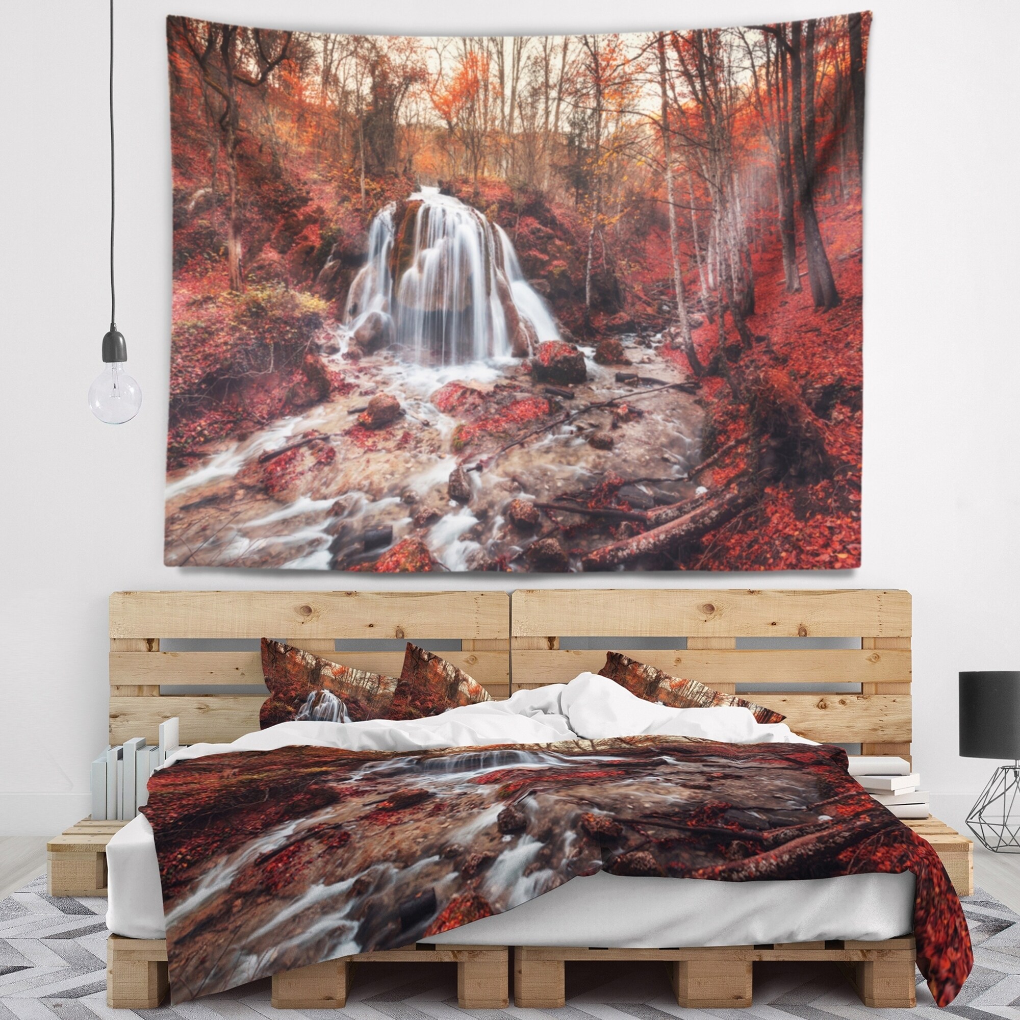 Tapestry waterfall wall discount hanging