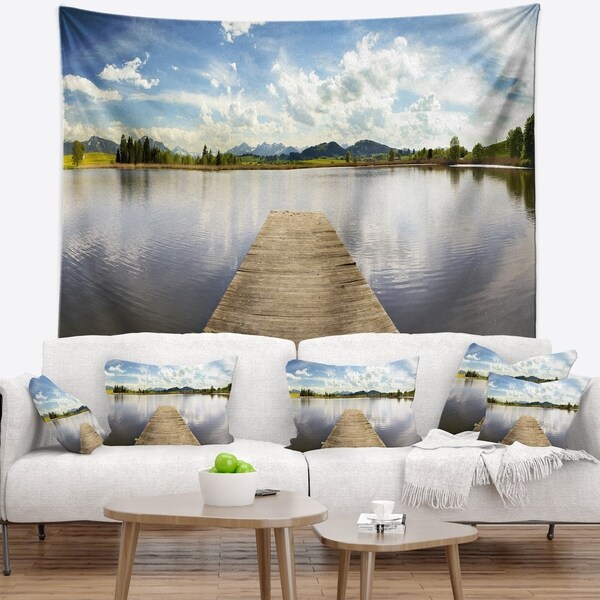 Designart 'Pier into Sea Bavaria Panorama' Seascape Wall Tapestry