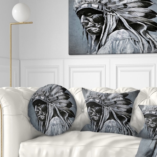 Designart 'American Indian Tattoo Art' Portrait Throw Pillow