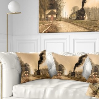 Designart 'Retro Steam Train' Landscape Photography Throw Pillow - Bed ...