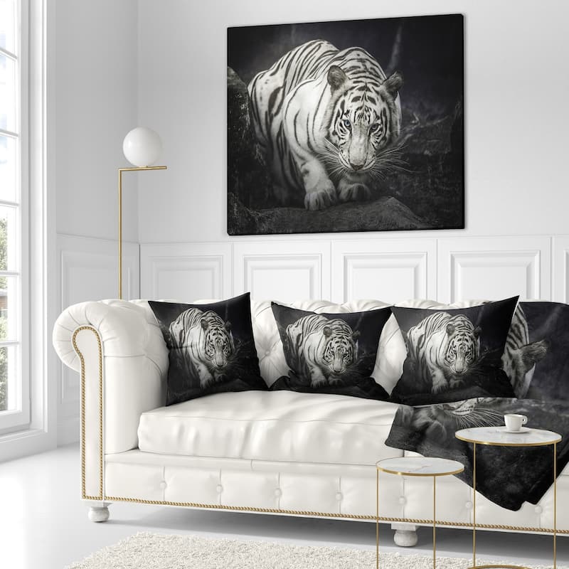 Designart 'White Tiger' Animal Throw Pillow