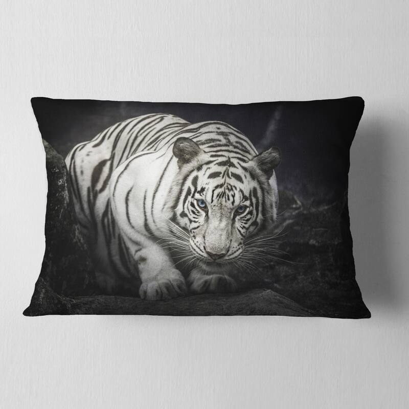 Designart 'White Tiger' Animal Throw Pillow