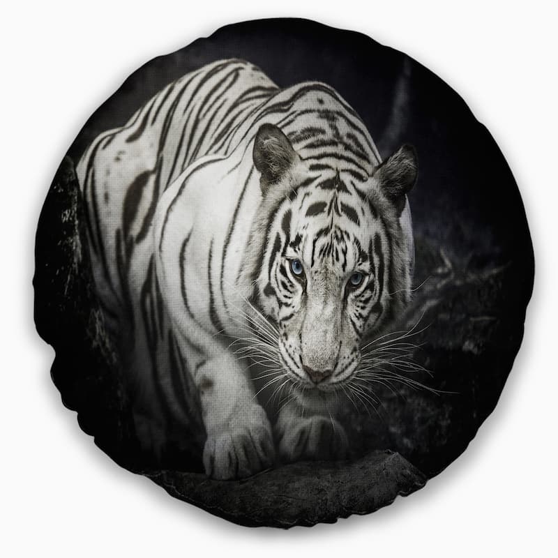 Designart 'White Tiger' Animal Throw Pillow