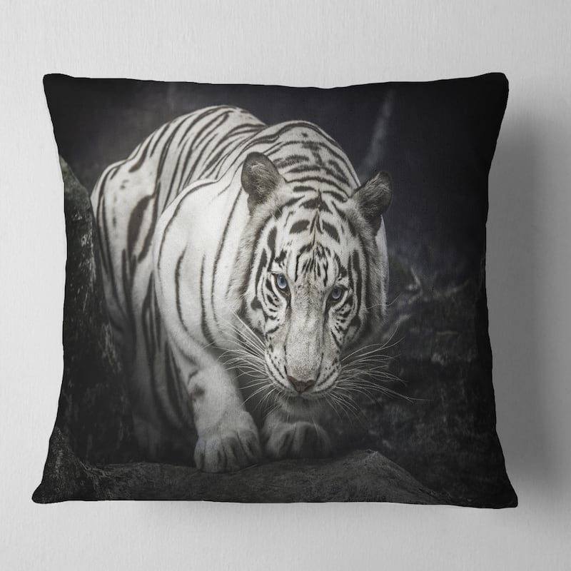 Designart 'White Tiger' Animal Throw Pillow